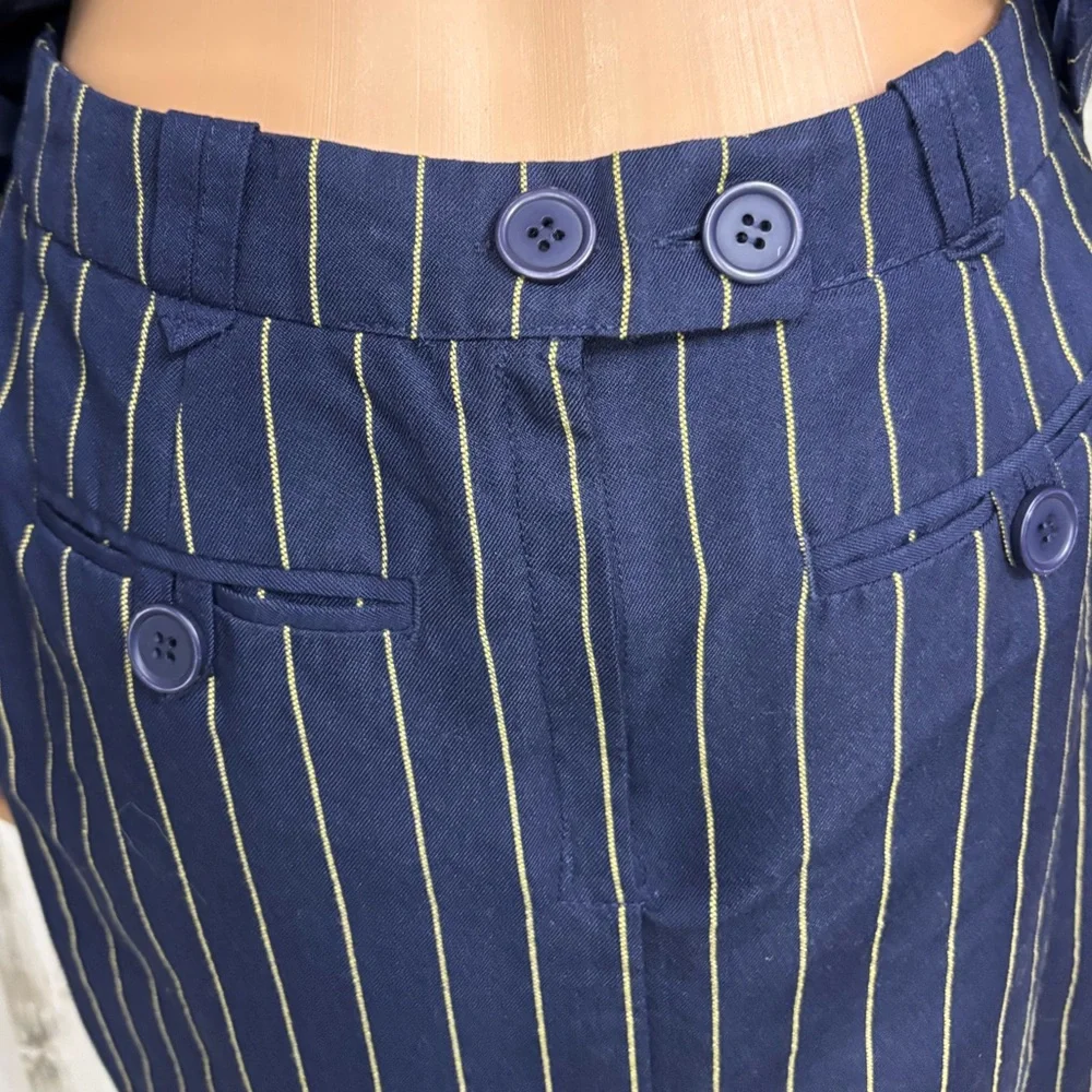 Metrostyle Vintage 90’s Dark Blue‎ Pinstriped Blazer and Skirt Ensemble Suit